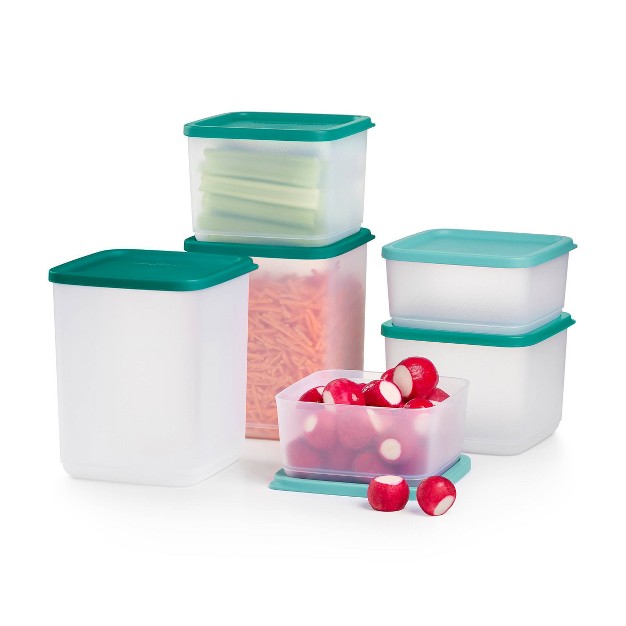 Tupperware 12pc Square Stacking Food Storage Containers With Lids Green