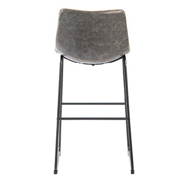 Wide Modern Faux Leather Counter Stool with Metal Legs(Set of 2)