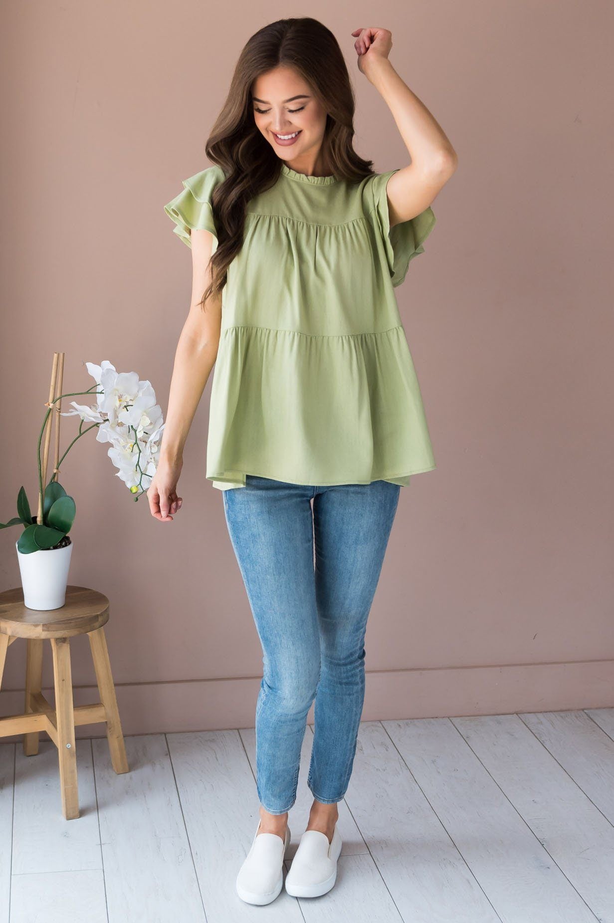 He Has Risen Modest Peplum Blouse