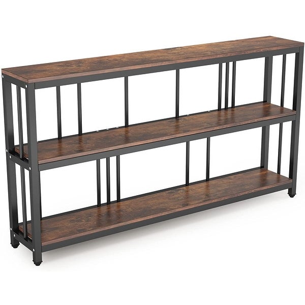 3 Tiers Sofa Table， Narrow Long Sofa Table with Storage Shelves - 11.81