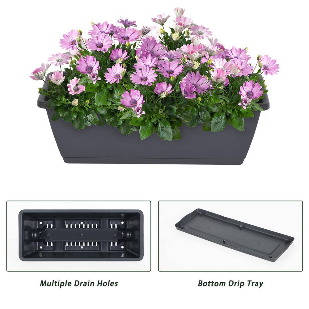 Oumilen 38 in. H x 18 in. L x 17.7 in. W 3 Tier Vertical Planter with Drainage Holes Removable Tray for Patio Balcony Porch Gray HD-483-WELA