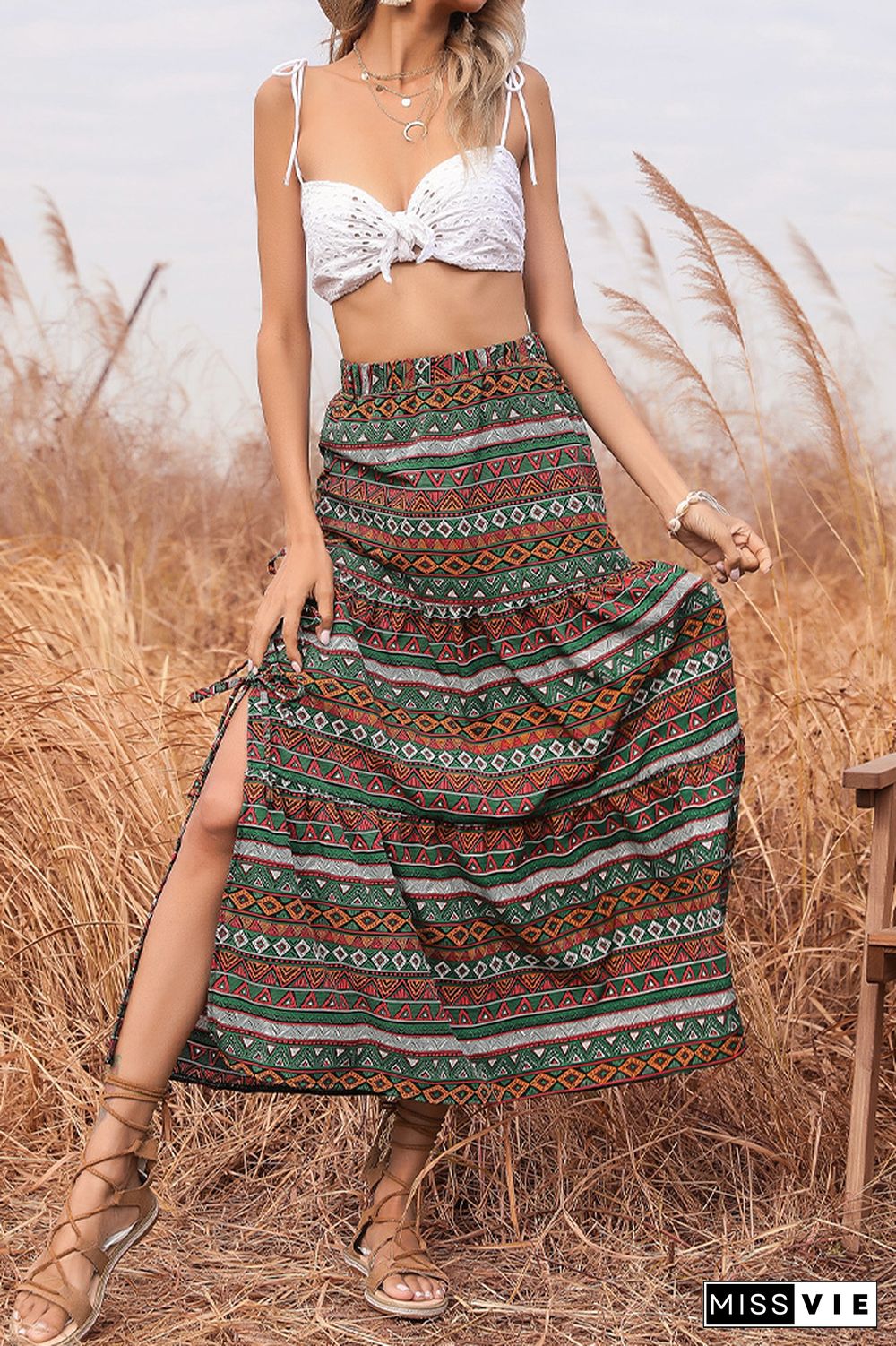 High Waist Geometry Print Skirt Dress