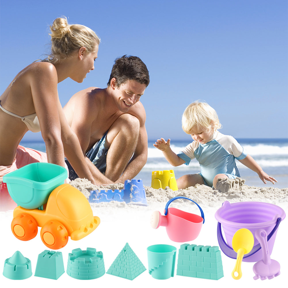 Topchances 11 Pieces Kids Beach Sand Toys Set Including Sand Truck, Molds, Bucket, Shovel Tool Kits with Mesh Bag for Kids Toddlers Gifts