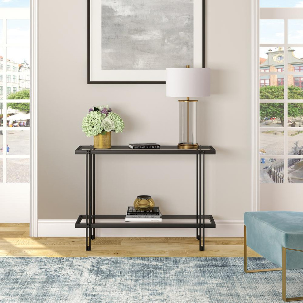 Inez 42  x27 x27Wide Rectangular Console Table in Blackened Bronze   Contemporary   Console Tables   by Homesquare  Houzz