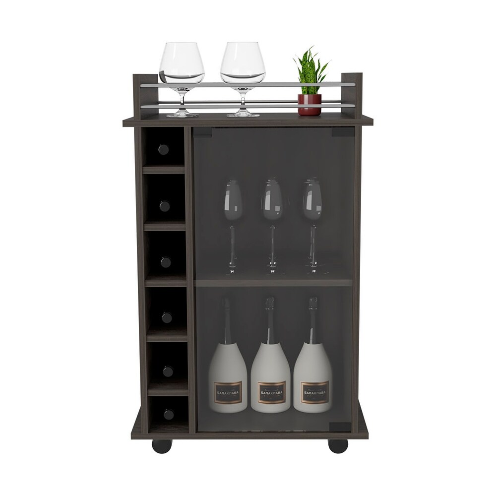 Bar Cart Baltimore With Six Wine Cubbies And Glass Door