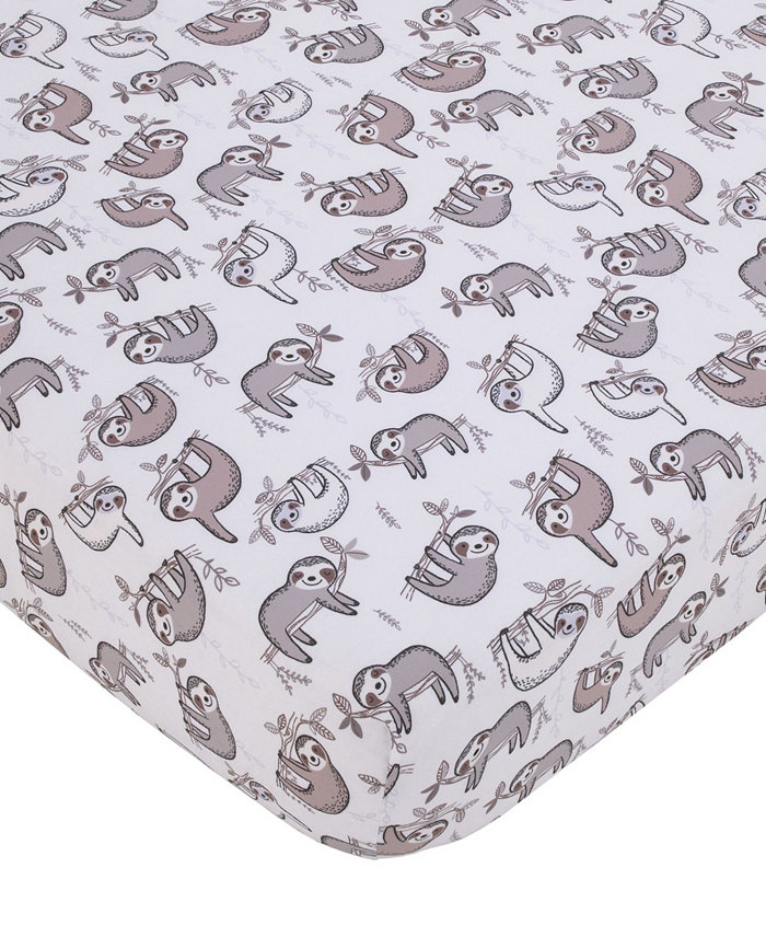 NoJo Sloth Let's Hang Out Fitted Crib Sheet， 28