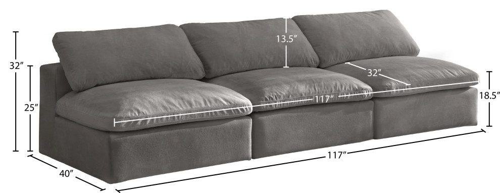 Cozy Velvet Upholstered Comfort Modular Sofa   Transitional   Sofas   by Meridian Furniture  Houzz