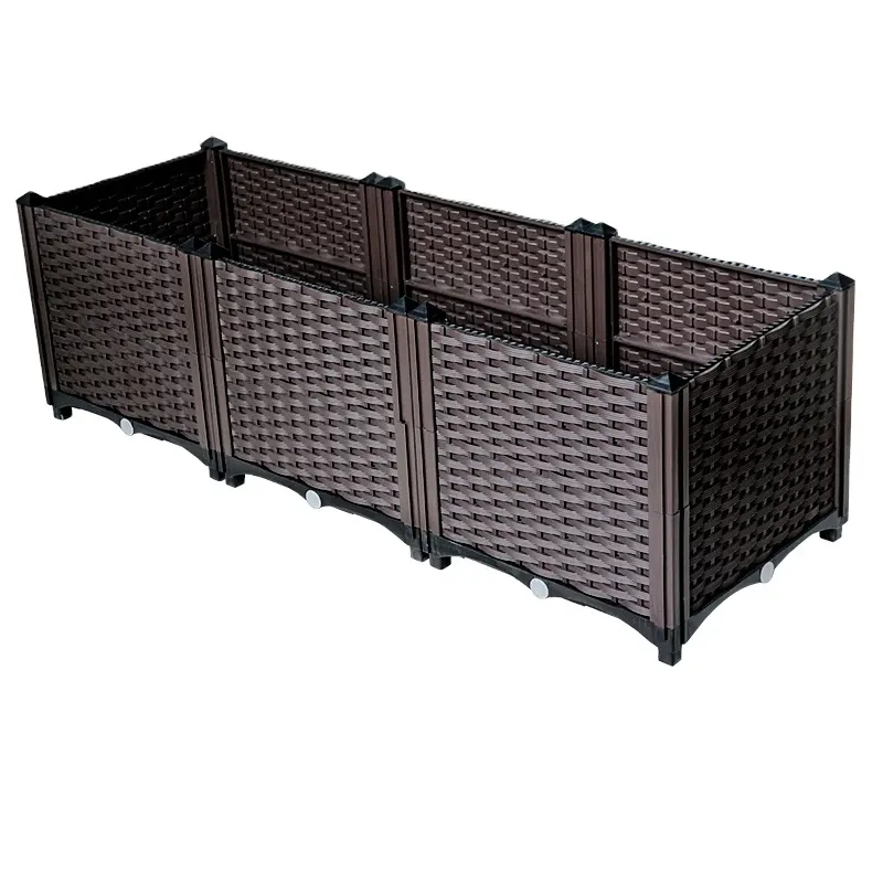 High Quality plastic grow box Brown Vegetable Grow Elevated Plastic Raised Garden Bed Garden Supplies