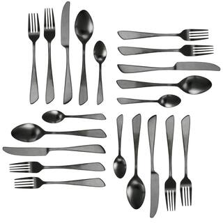 MegaChef Gibbous 20-Piece Black Stainless Steel Flatware Set (Service for 4) 985112465M