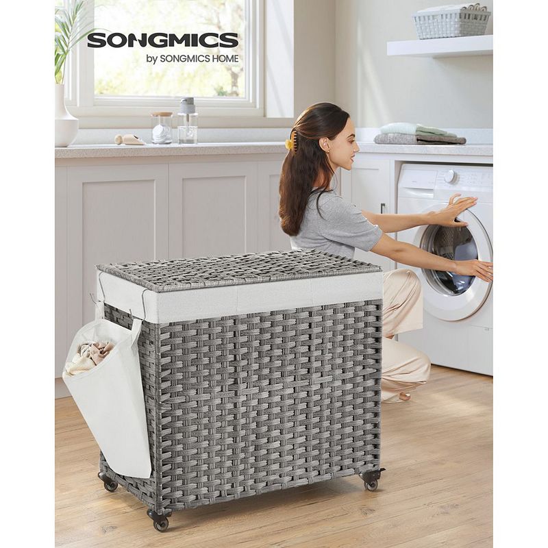 160L Rollling Laundry Hamper with Lid and Wheels