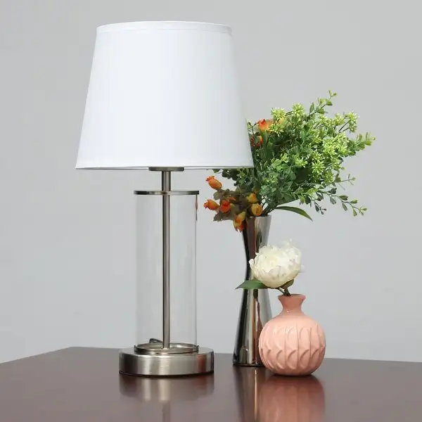 Simple Designs Encased Metal and Clear Glass Table Lamp