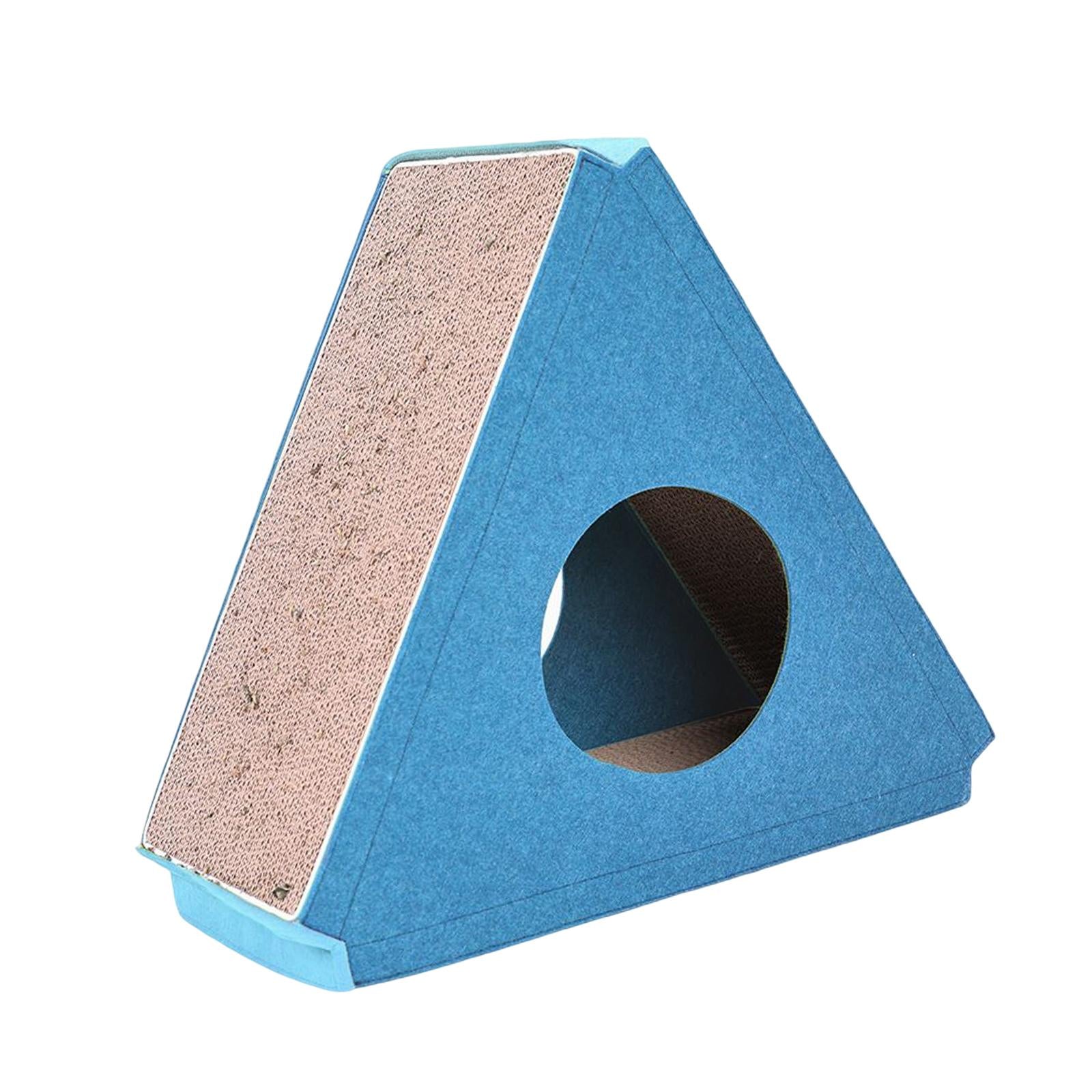 Triangle Cat Scratch Pad Lounge Bed Durable Pet Cat Toys Cat Scratching Board Cat Scratcher Cardboard for Exercise Prevents Furniture Damage ， Blue