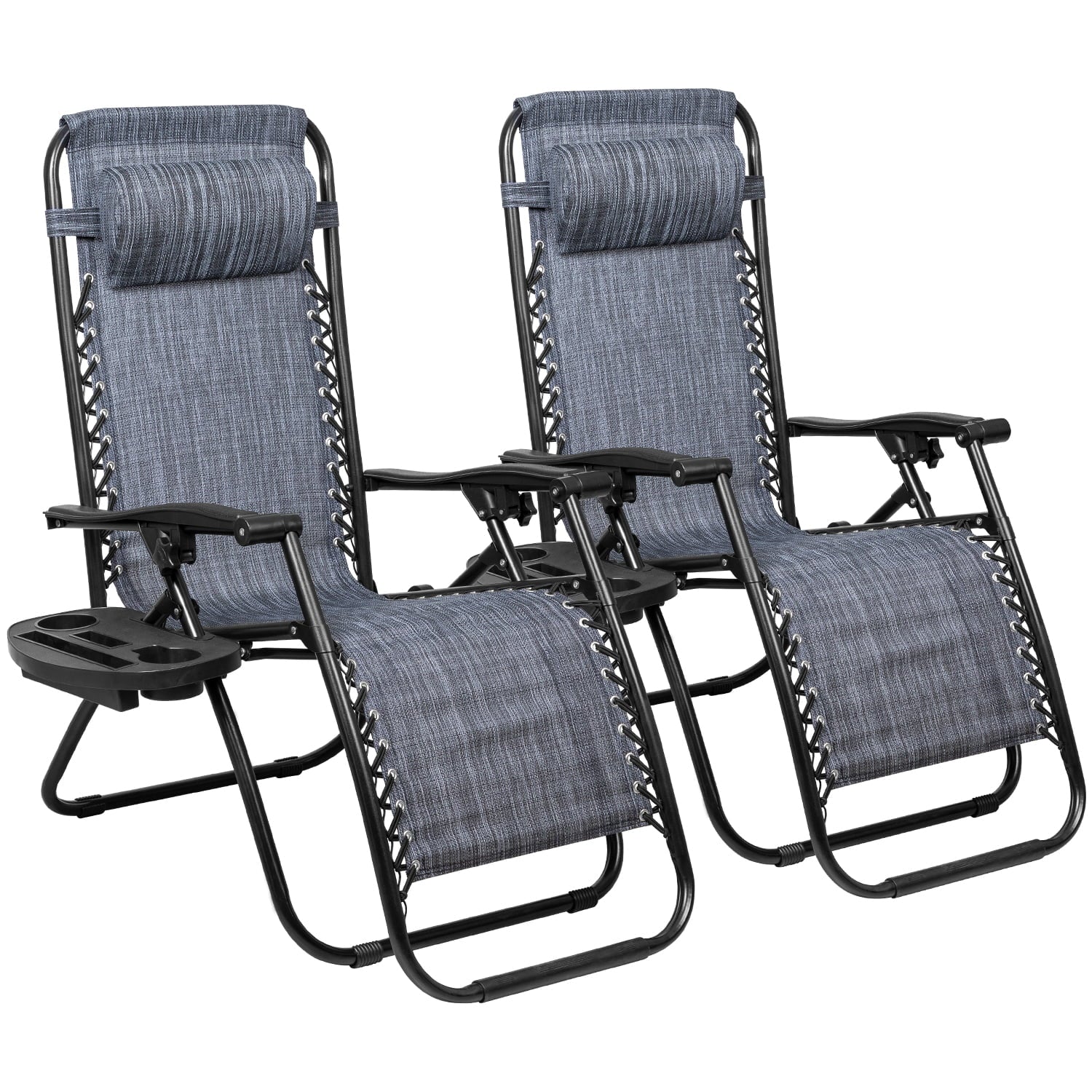 Vineego Zero Gravity Chair Camp Reclining Lounge Chairs Outdoor Lounge Patio Chair with Adjustable Pillow 2 Pack (Double Gray)