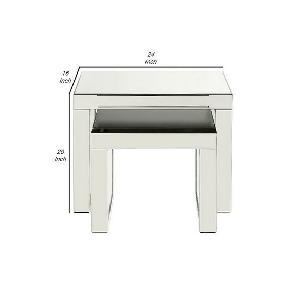 Benjara BM250303 Accent Table with Mirrored Top an...