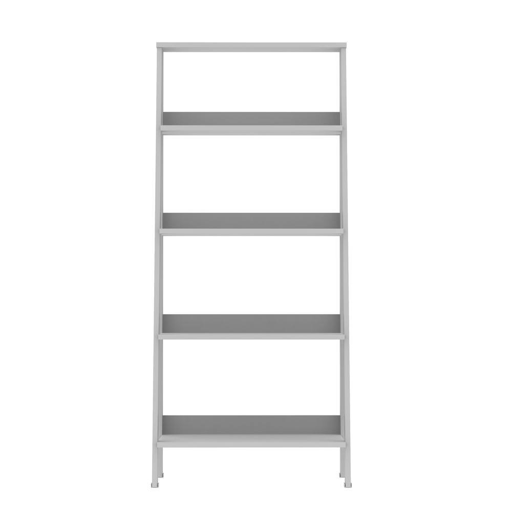 Walker Edison Furniture Company 55 in. White Wood 4-shelf Ladder Bookcase with Open Back HDS55LDWH