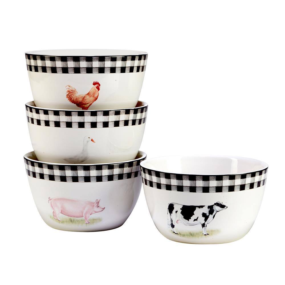 Certified International On the Farm 16-Piece Assorted Colors Earthenware Dinnerware Set (Service for 4) 89690RM