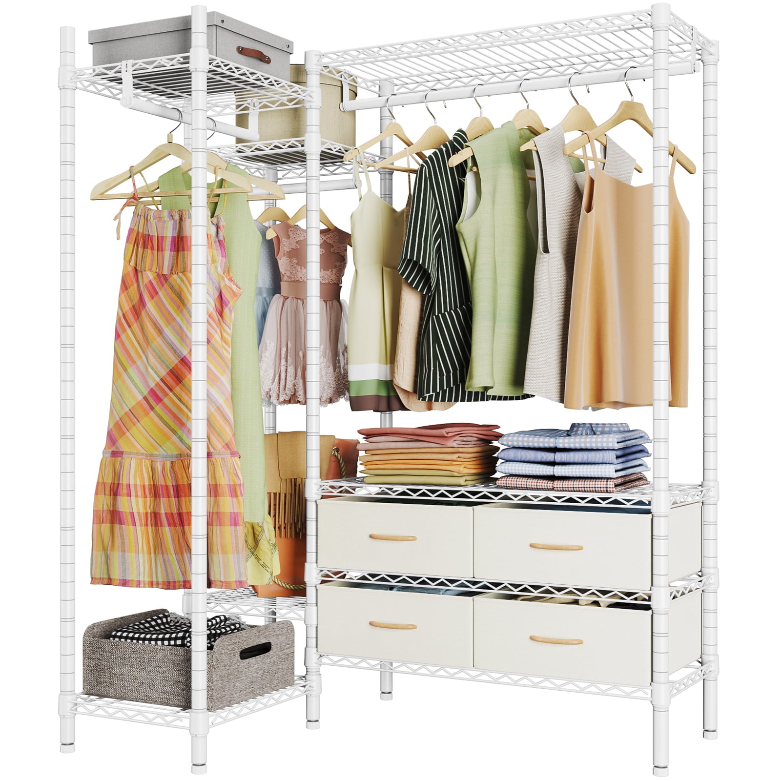 VIPEK L20 L Shaped Garment Rack Clothing Rack, 43.3" L x 28.3" W x 70.9" H, White