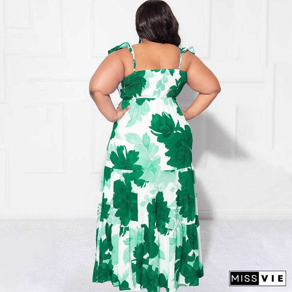 Floral Print Off Shoulder Loose Plus Size Dresses