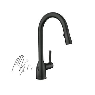 MOEN Adler Touchless Single-Handle Pull-Down Sprayer Kitchen Faucet with MotionSense Wave and Power Clean in Matte Black 87233EWBL