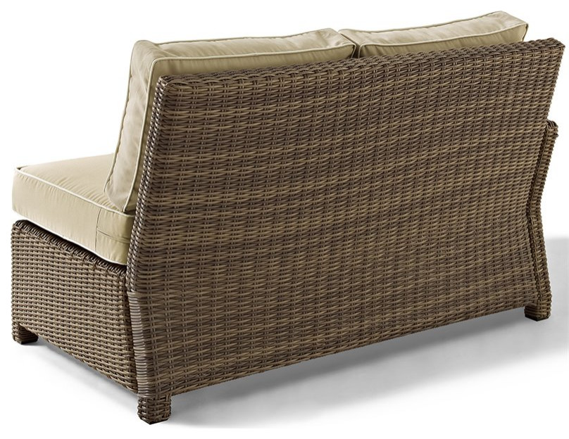 Crosley Bradenton Wicker Left Arm Patio Loveseat in Brown and Sand   Tropical   Outdoor Loveseats   by Homesquare  Houzz