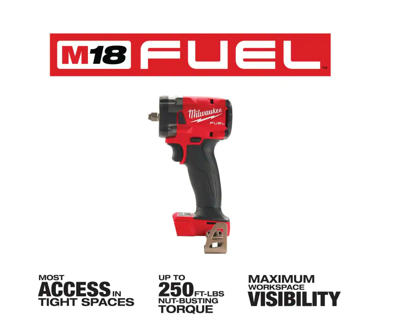 Milwaukee 2962-20-2854-20 M18 FUEL Gen-2 18V Lithium-Ion Brushless Cordless Mid Torque 1/2 in. Impact Wrench and 3/8 in. Wrench w/Friction Ring