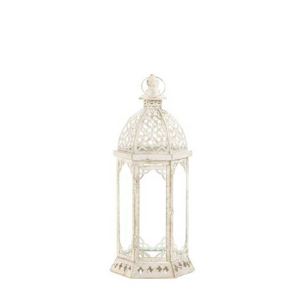 Iron Graceful Outdoor Lantern Distressed White Zingz amp Thingz