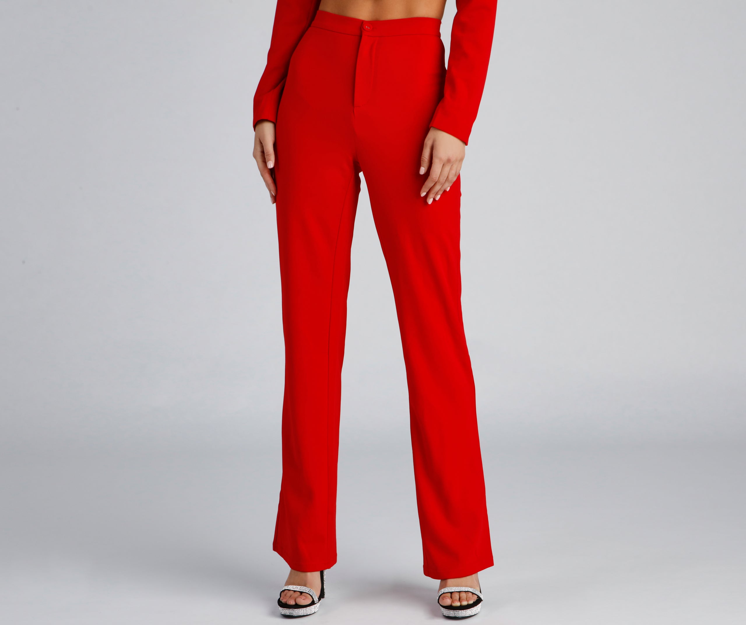 High Waist Flared Crepe Pants