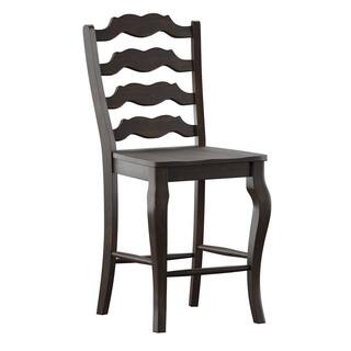 HomeSullivan Antique Black French Ladder Back Wood Counter Height Chair (Set of 2) 40530C1-24BK