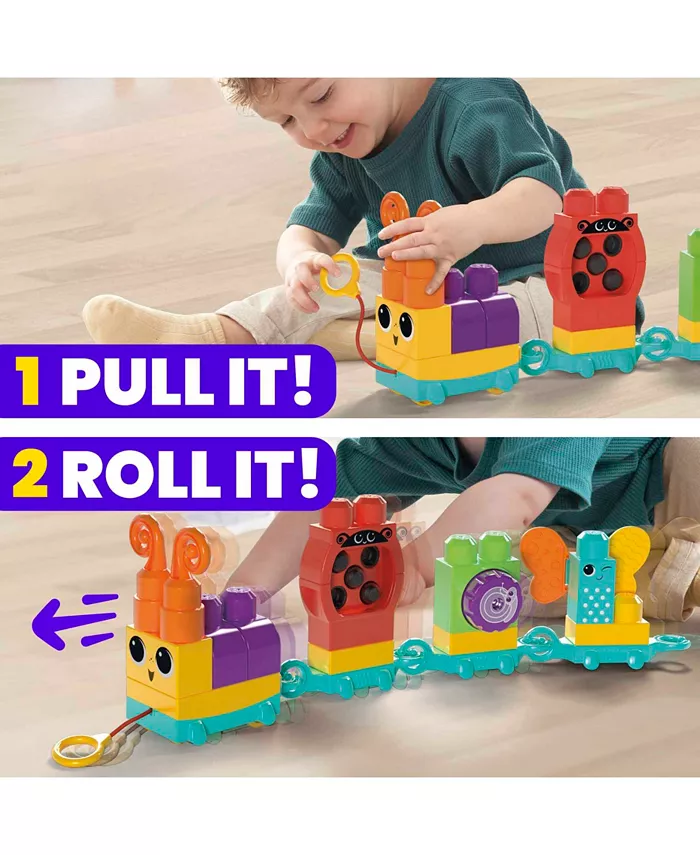 Mega Bloks Fisher-Price Sensory Toy Blocks Move and Groove Caterpillar 24 Pieces for Toddler Set