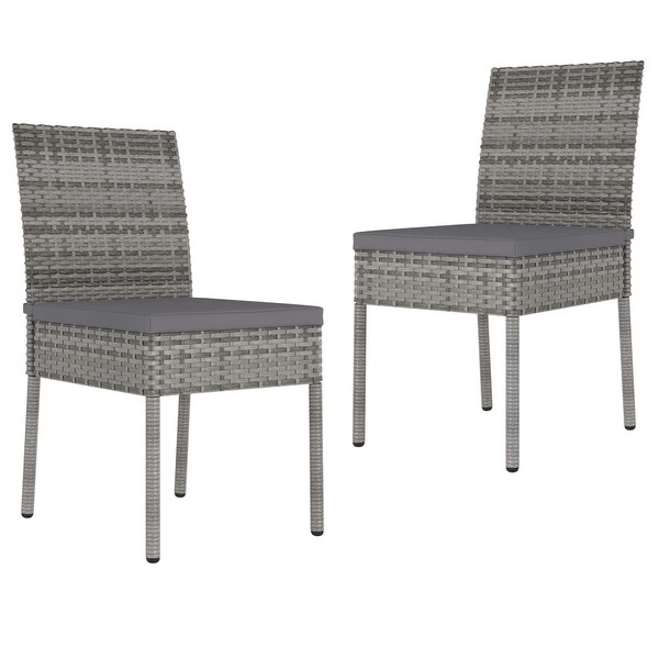 3 Piece Garden Dining Set Poly Rattan Gray - Overstock - 35106294