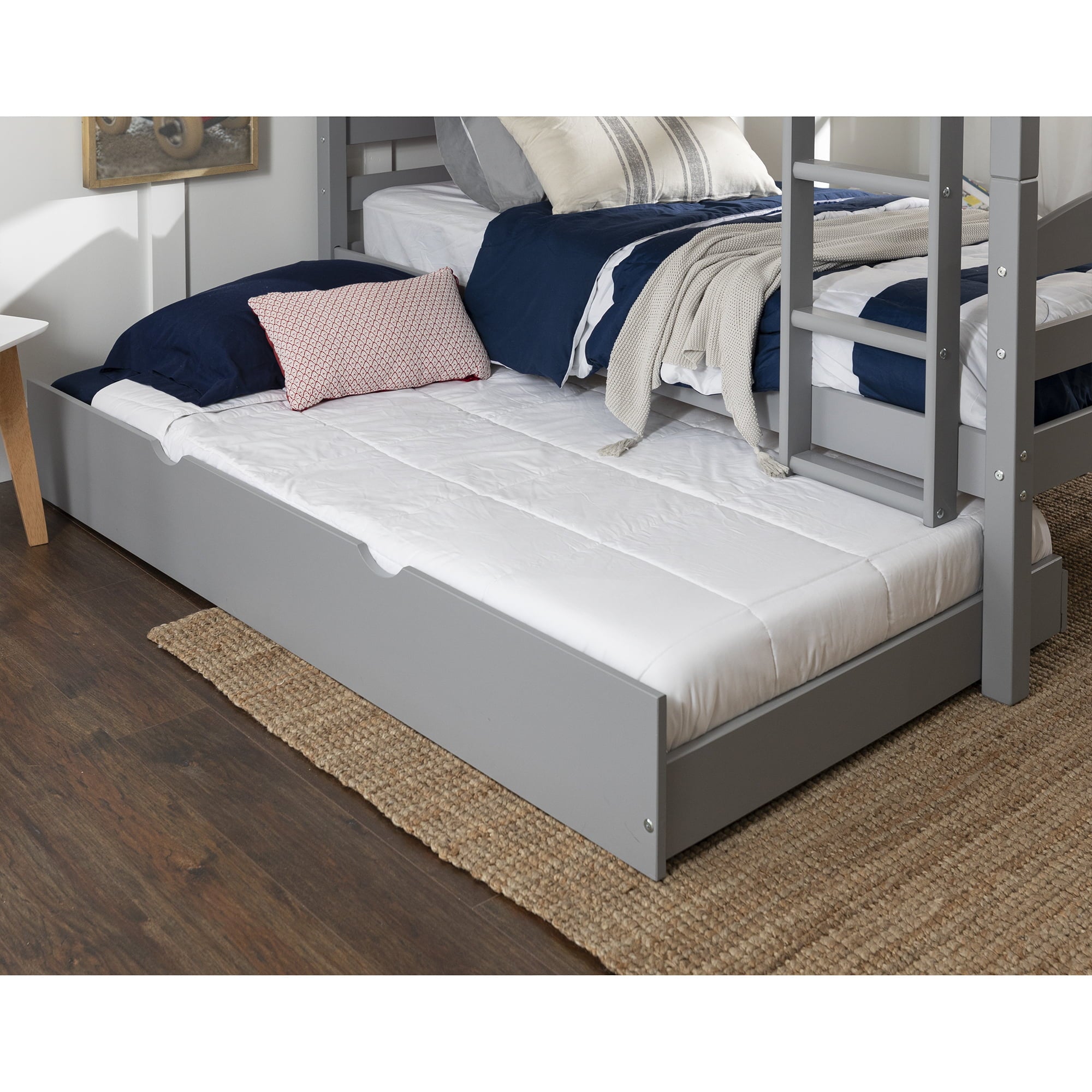 Manor Park Solid Wood Junior Twin Trundle Bed, Grey