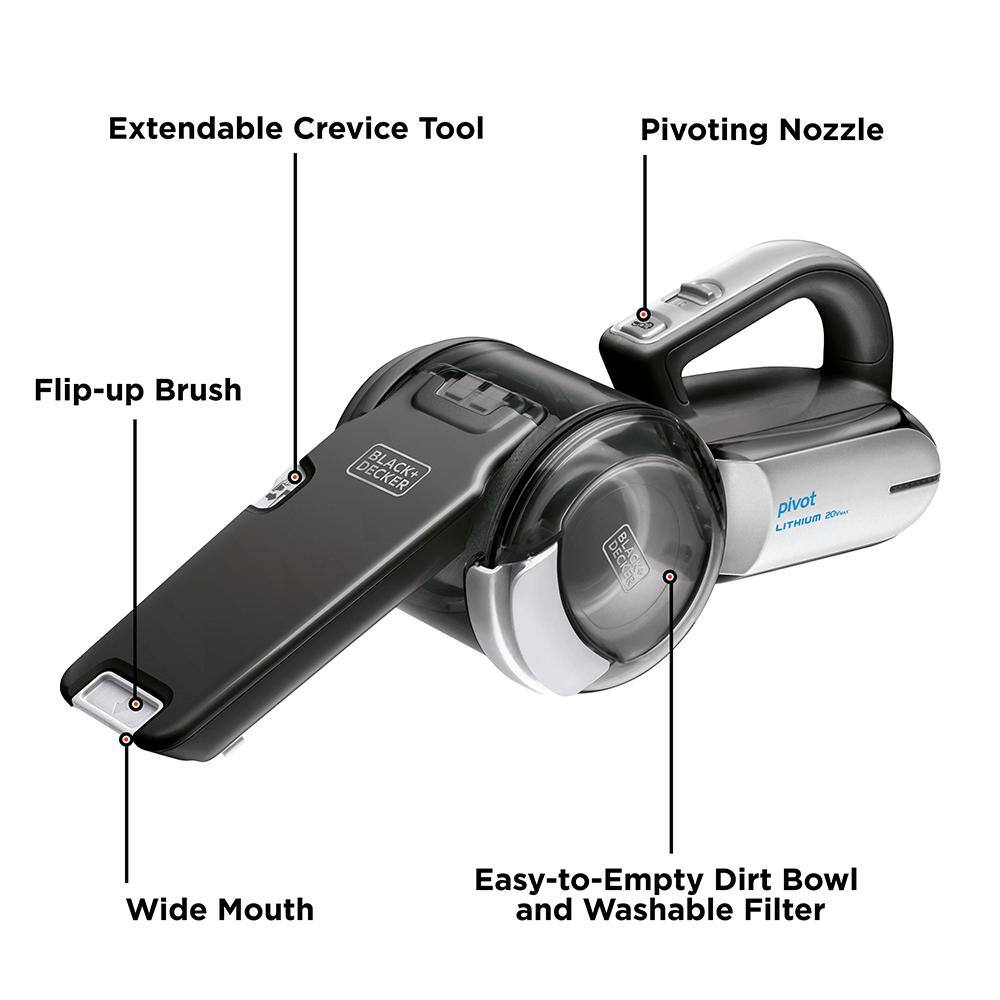 BLACK+DECKER 20-Volt Max Li-Ion Cordless 1.875-Cup Handheld Pivot Vac BDH2000PL