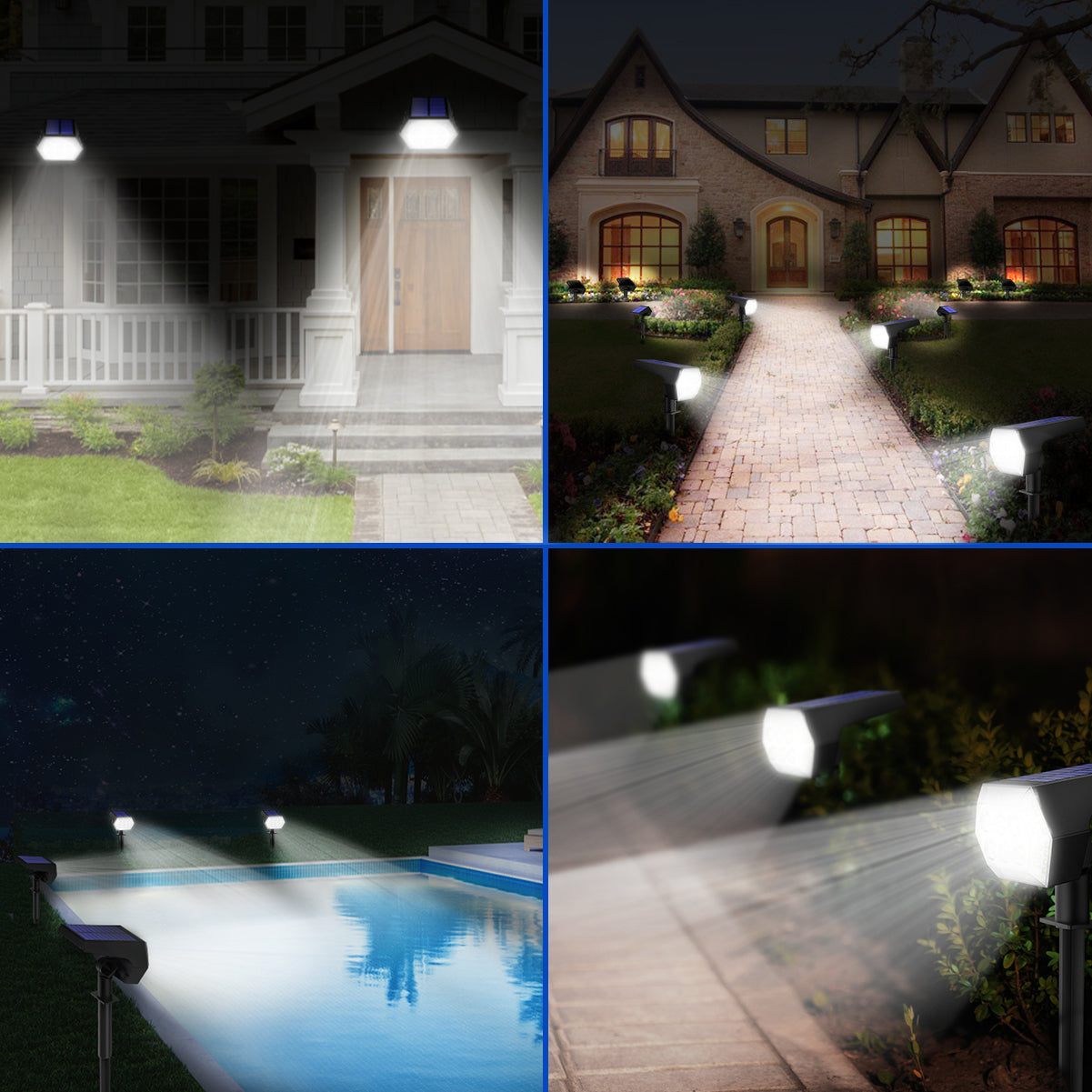 107 LED Solar Landscape Spotlights Outdoor， Ground/Wall Solar Spot Lights with Remote Control， USB and Solar Powered Wall Lights， 4 Lighting Modes Solar Security Lights for Garden Yard Patio， 4 Pack