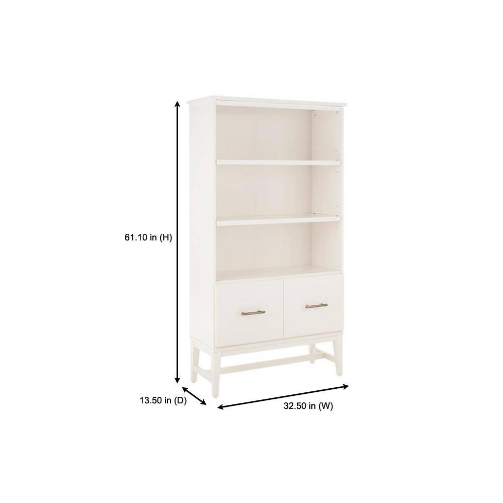 Home Decorators Collection 61 in. Ivory Wood Adjustable 3-Shelf Standard Bookcase SK19345Cr2-V