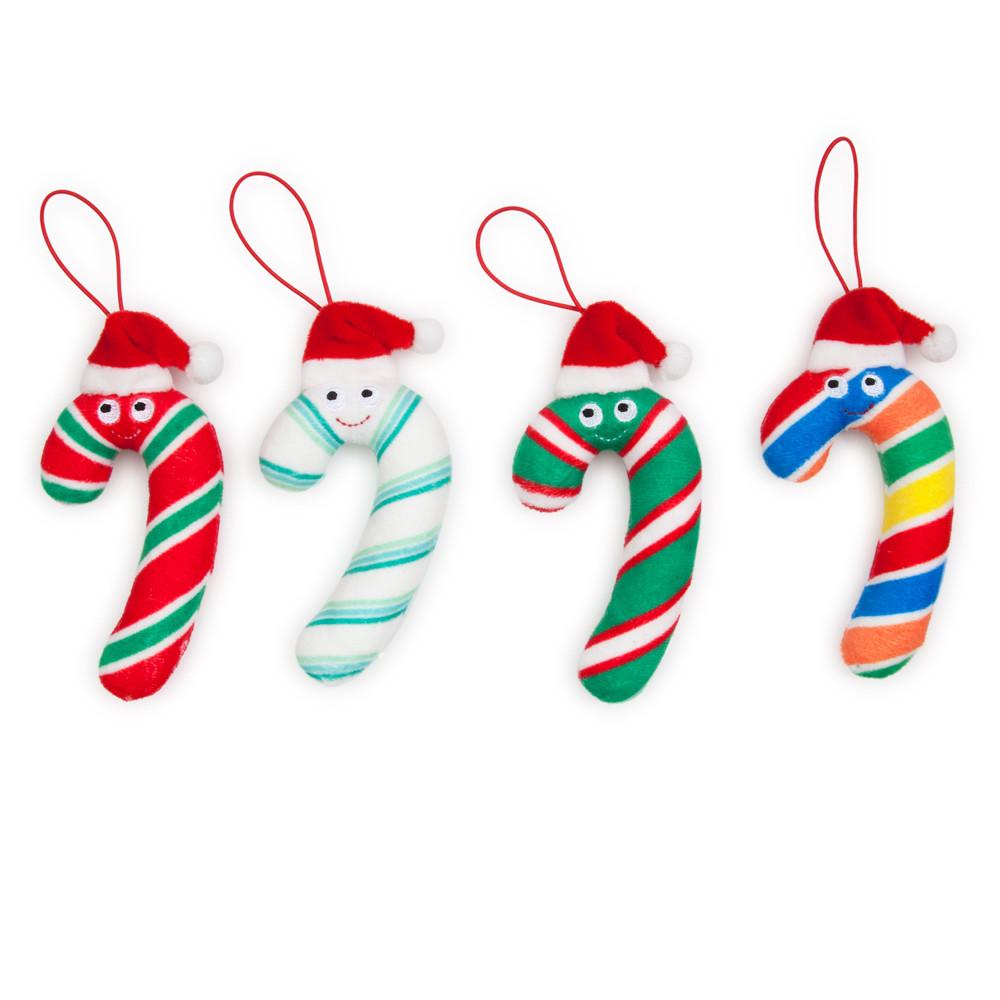 Yummy World Candy Cane Plush Ornaments 4-Pack