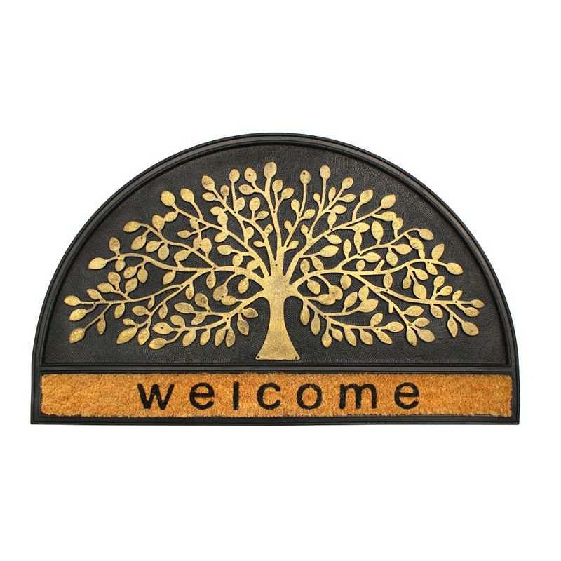 RugSmith Natural Moulded Welcome Tree Half-round Doormat