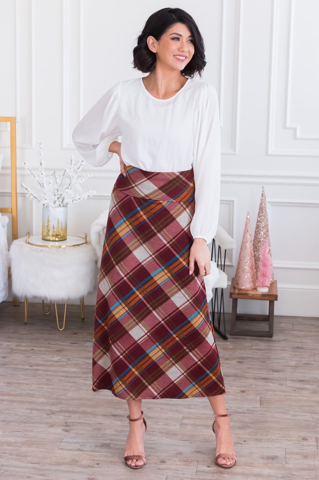 Forever Faithful Modest Plaid Maxi Skirt