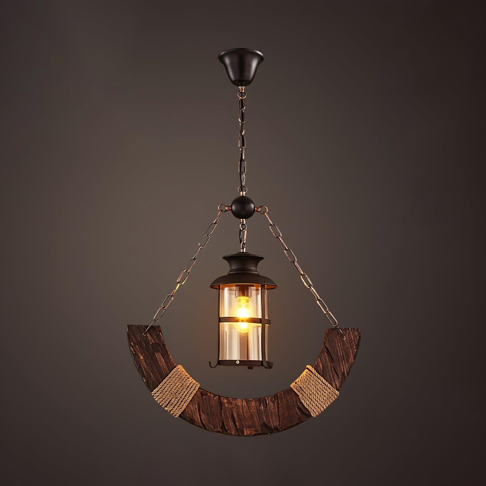 Nautical Industrial Style Wooden Chandelier