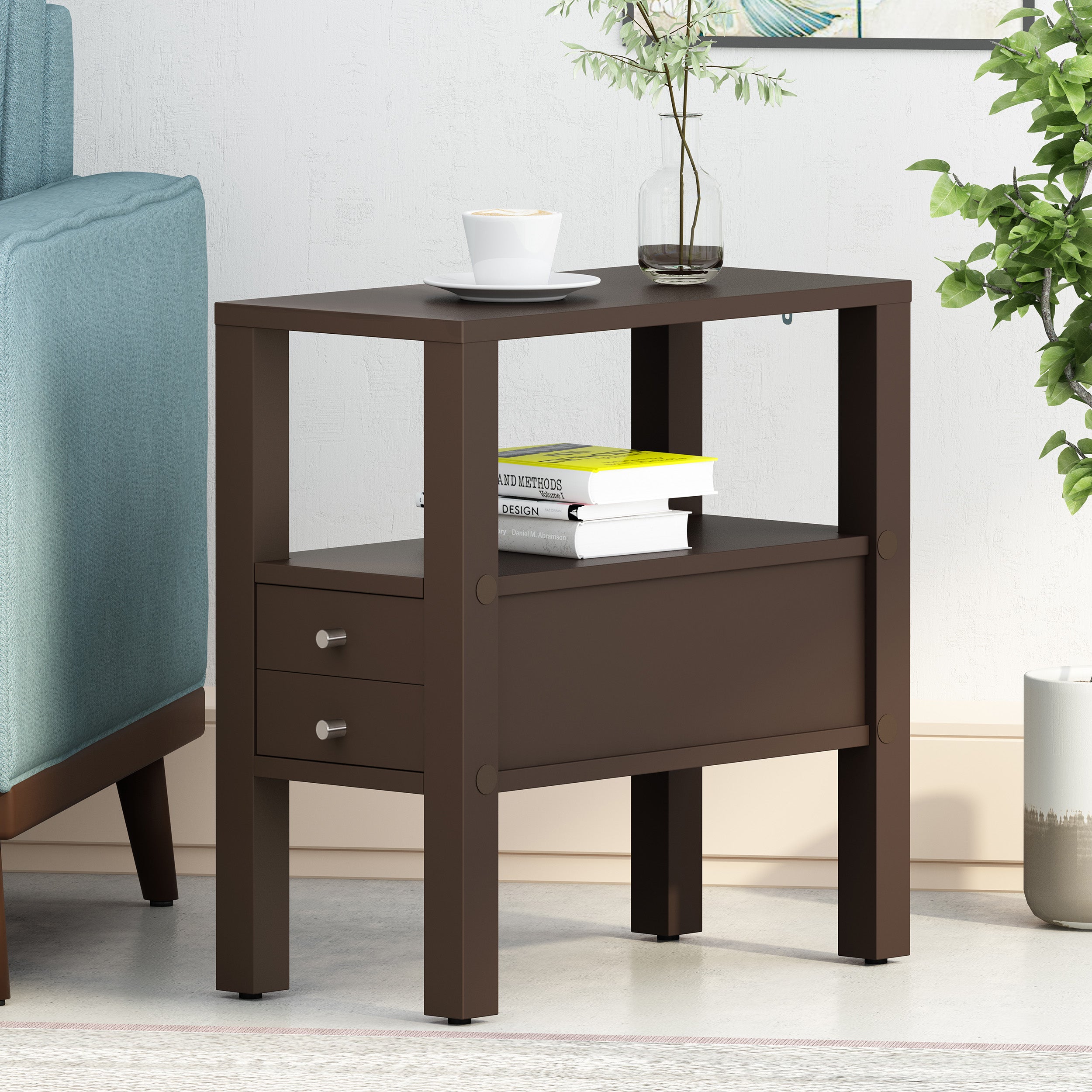 Stroble Contemporary Wooden Side Table with Drawer