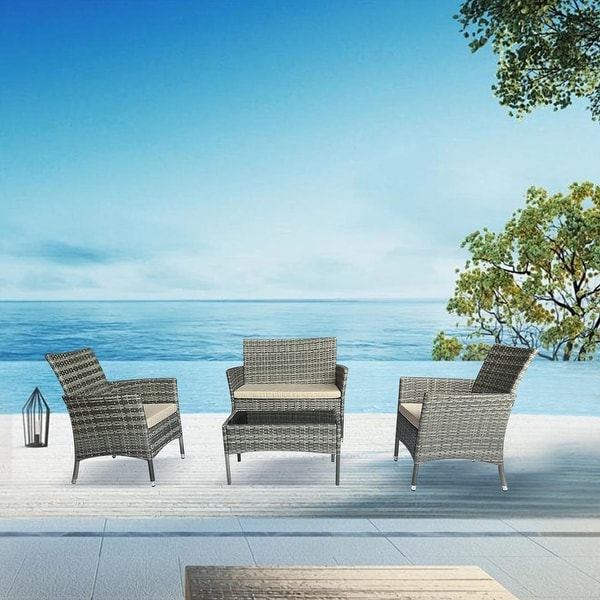 4 Piece Outdoor Patio Conversation Furniture