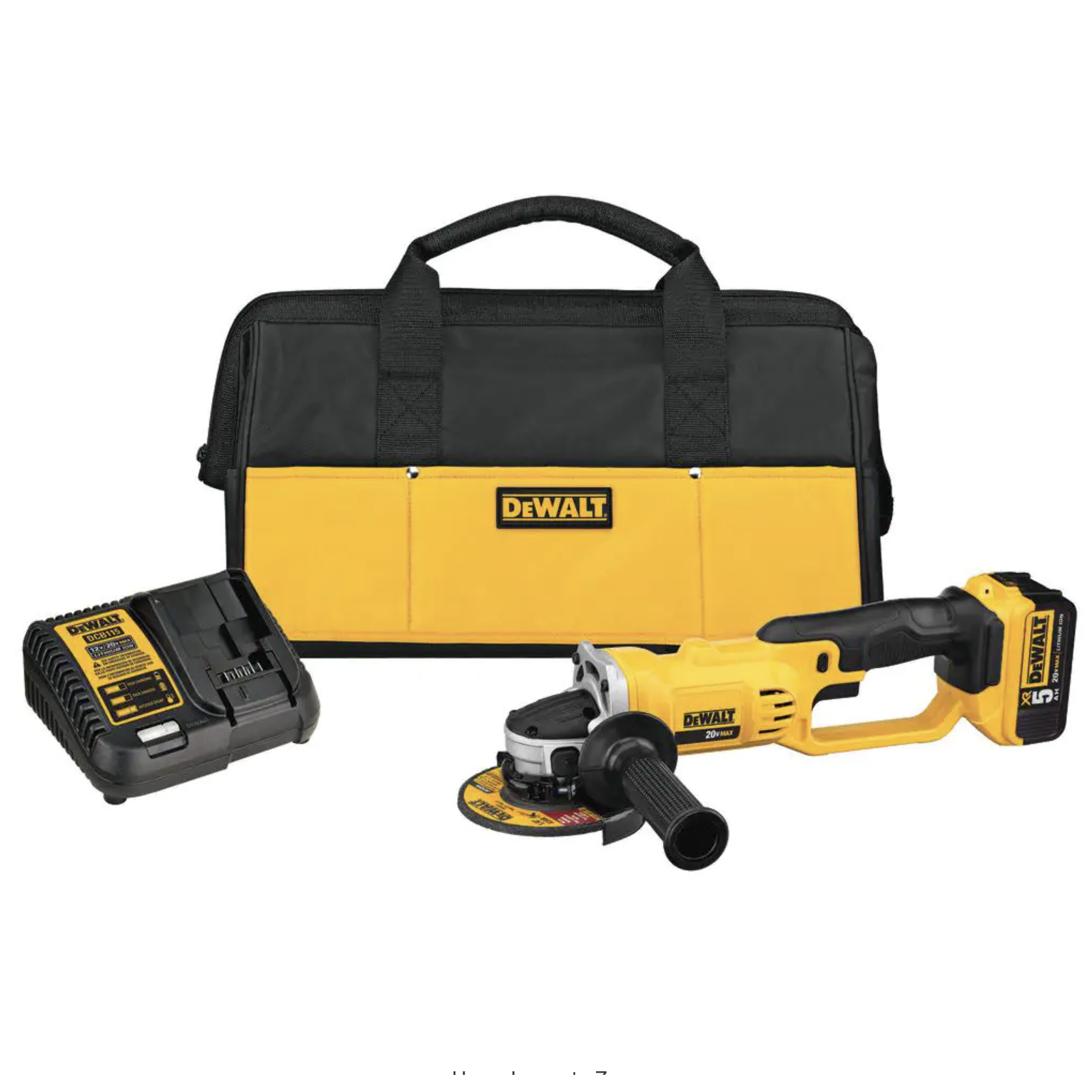 Dewalt DCG412P1 20-Volt MAX Cordless 4-1/2 in. to 5 in. Grinder， (1) 20-Volt 5.0Ah Battery and Charger