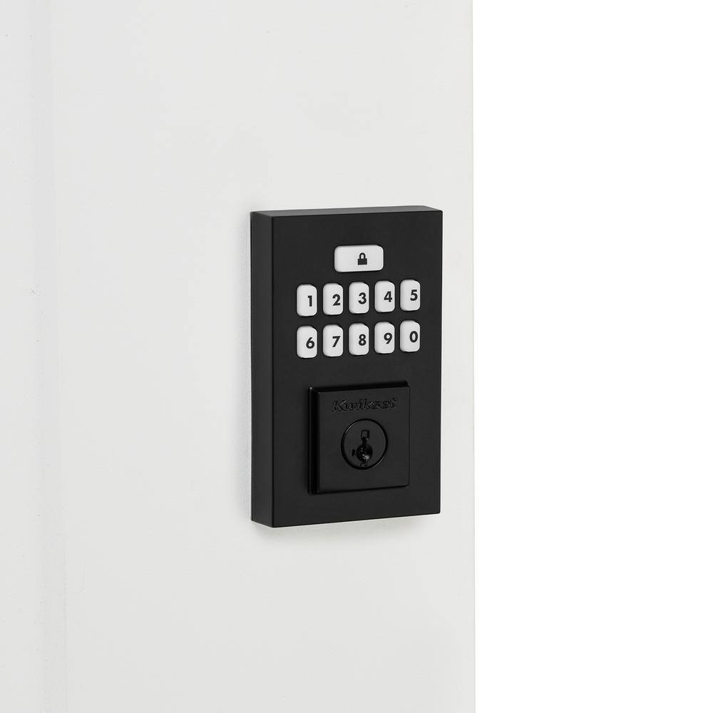 Kwikset SmartCode 260 Contemporary Matte Black Keypad Single Cylinder Electronic Deadbolt Featuring SmartKey Security 9260CNT514SMRBP