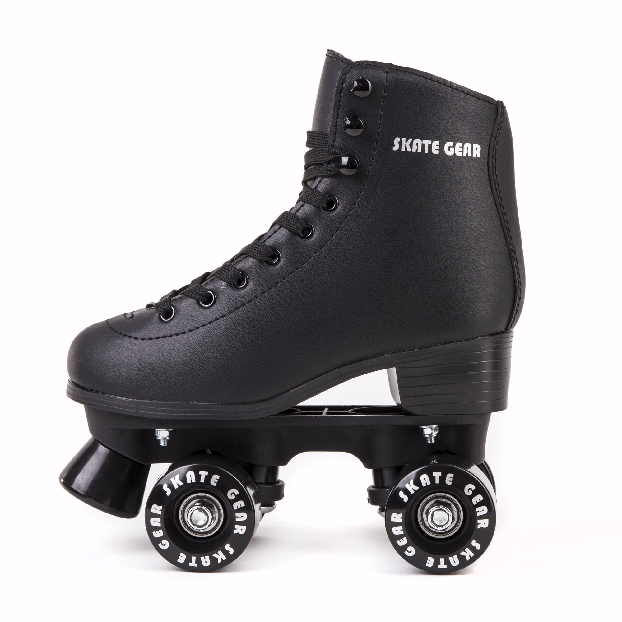 Skate Gear Extra Support Quad Roller Skates， Holiday Gift for Adults (Black， Women's 6 / Youth 5 / Men's 5)