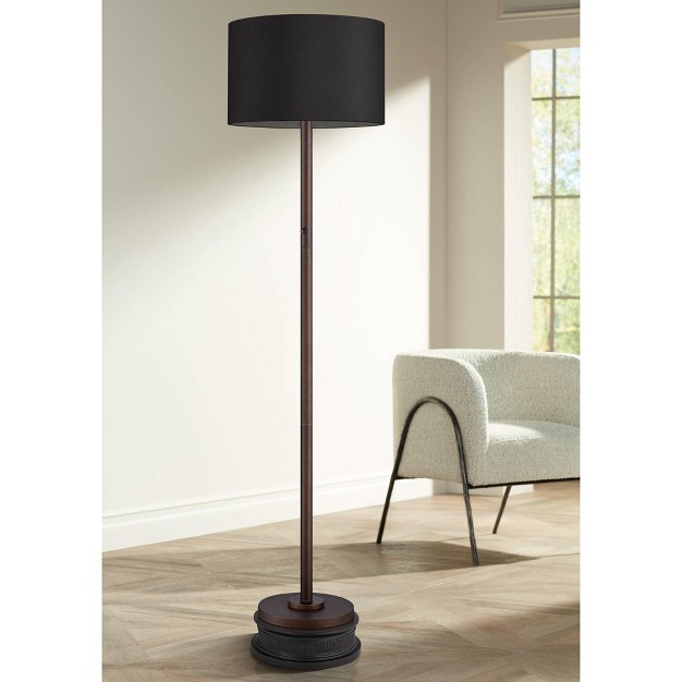 Tall Floor Lamp With Round Riser Oil Rubbed Bronze Light Blaster Led Black Shade For Living Room