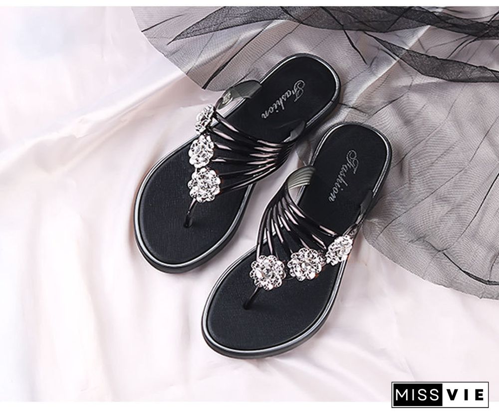 Summer Sandals New Flat Pinch Women's Shoes Light Slippers