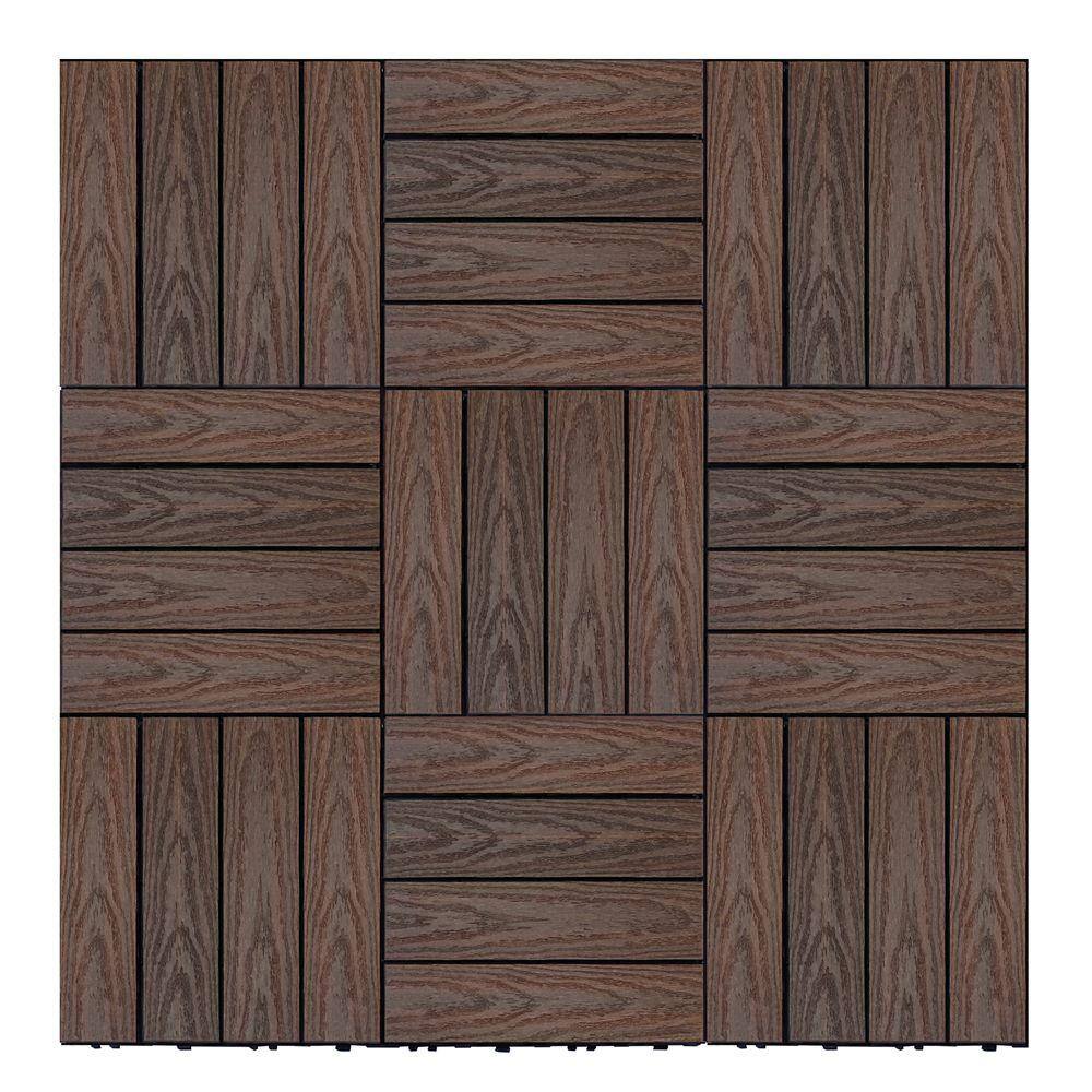 NewTechWood UltraShield Naturale 1 ft. x 1 ft. Quick Deck Outdoor Composite Deck Tile Sample in California Redwood US-QD-ZX-RW-S