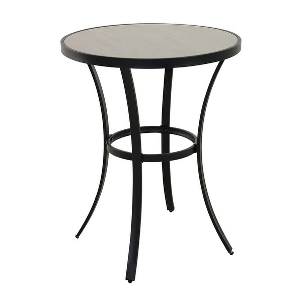 Ceramic Tile Top Iron Frame Outdoor Side Table