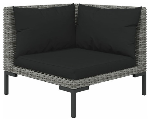 vidaXL Patio Lounge Set Outdoor Sectional Sofa 12 Piece Poly Rattan Dark Gray   Tropical   Outdoor Sofas   by vidaXL LLC  Houzz