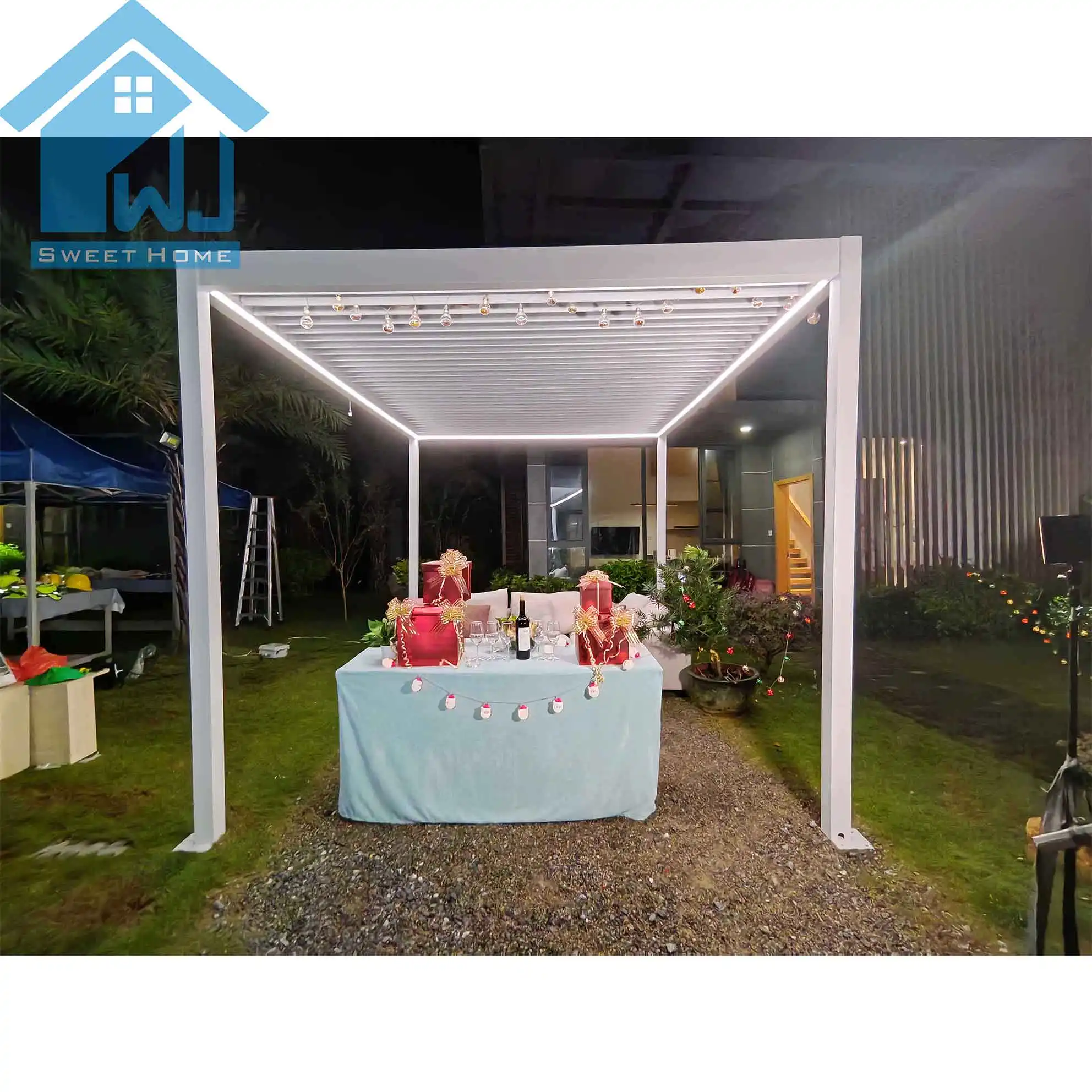 Standard Size 3x3 3x4 4x4 6x3 Meter Waterproof Aluminum Outdoor Electric Opening Gazebo Louver Roof Pergola