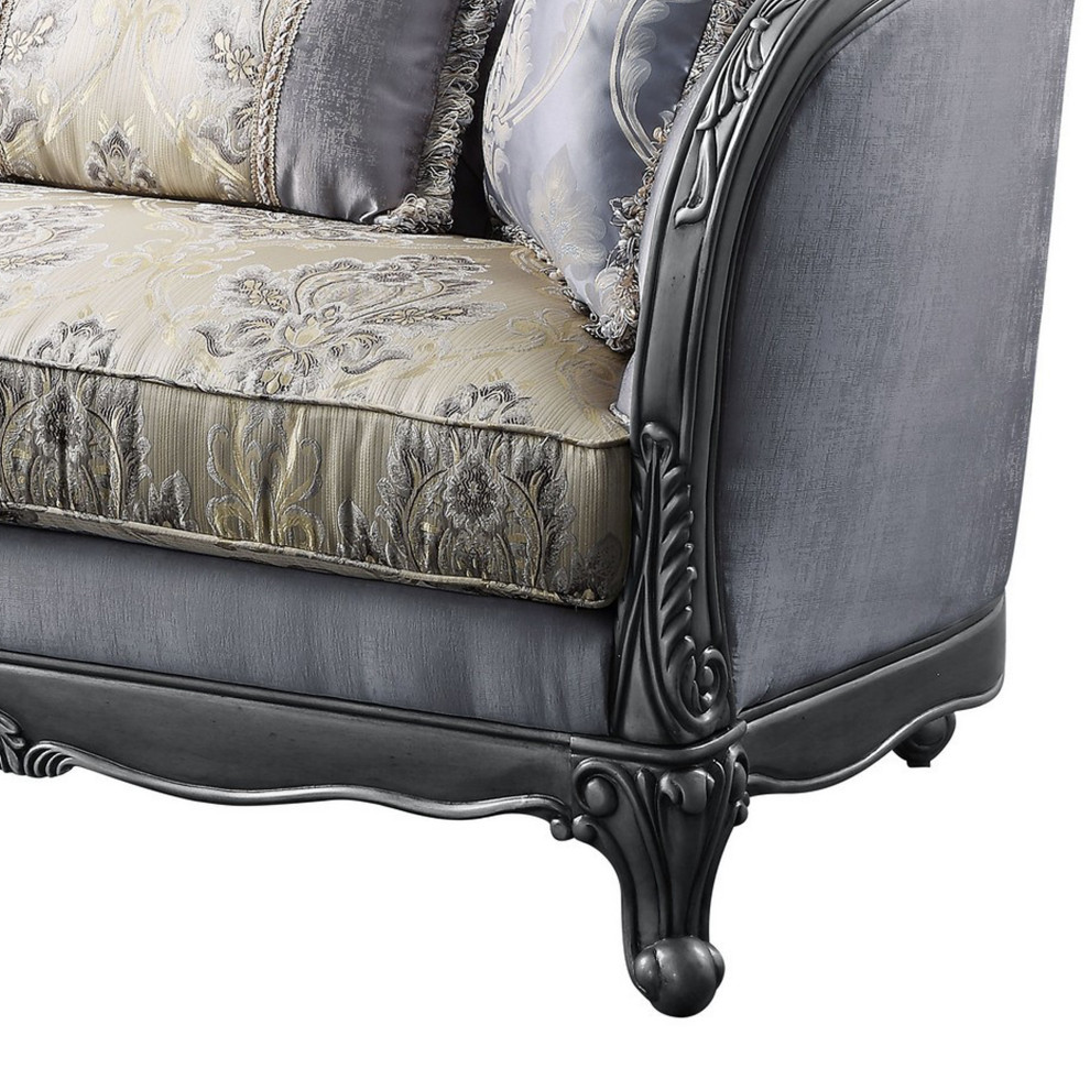 Benzara BM250201 Loveseat With Scrolled Molded Frame and Queen Anne Legs  Gray   Victorian   Loveseats   by Uber Bazaar  Houzz